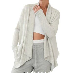 Athleta Pranayama ll Wrap Cardigan Sweater Light Gray Heather Size XXS